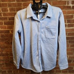 Cisono Shacket Womens Large Sky Blue Shirt Jacket Button Front Overshirt NWT